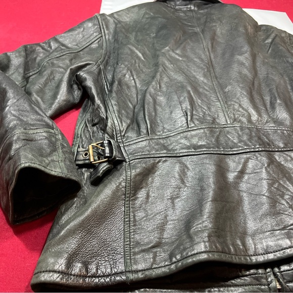 90s BLACK MOTO Leather ZIP JACKET collared Jacqueline Ferrar SOFT lamb skin coat - Picture 13 of 16